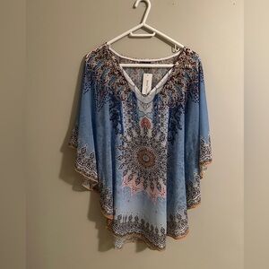 Bohemian Blue Women's poncho  Top